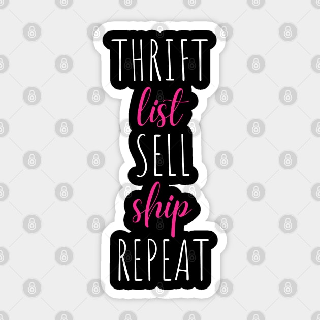 Thrift List Sell Ship Repeat Reseller Mask Sweatshirt Sticker by MalibuSun